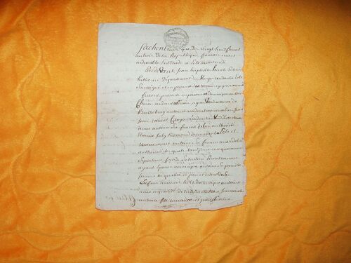 Lettre / Document Texte Notarie Ou Acte / Notaire  /  Contrat De Partage  A Identifier  /  Annee 1792 / 1795  +  Cachet Expedition 8 Sols