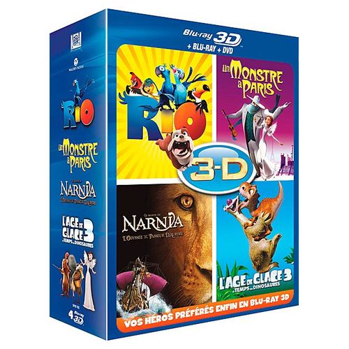 Blu-Ray 3d - Coffret 4 Films : Rio + Un Monstre À Paris + L'âge De Glace 3 + Le Monde De Narnia - Chapitre 3