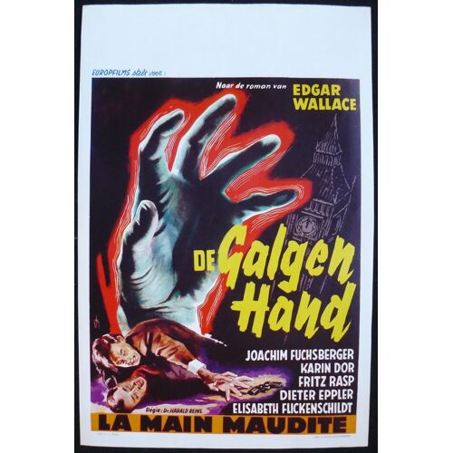 Scotland Yard Contre Le Masque * Dr. Harald Reinl - Film 1960 - Affiche De Cinéma Originale Belge - 35x55 Cm Movie Poster * Joachim Fuchsberger ; Karin Dor ; Fritz Rasp * Roman Edgar Wallace