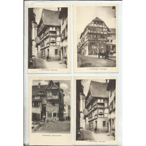 4 Cartes Postales Anciennes(Vers 1920) Bouxwiller(1920) 1et 2 ) Vieille Maison, 3)Vieille Maison 4) Marché Aux Grains