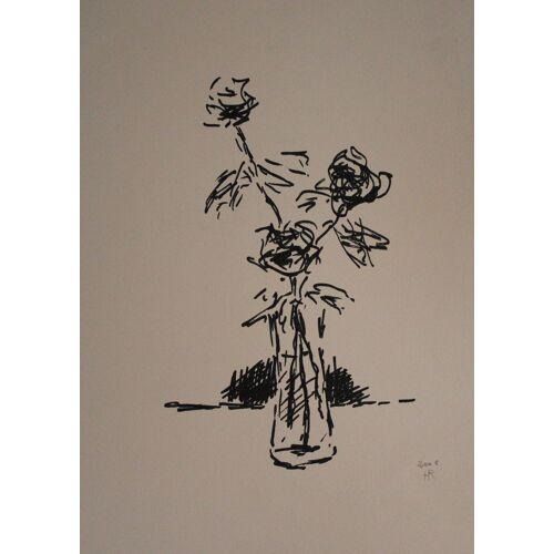 Feutre Sur Papier. Composition Florale