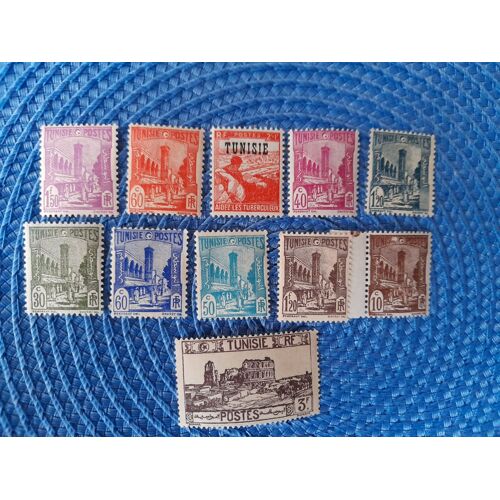 11 Timbres Tunisie Française Non-Oblitérés
