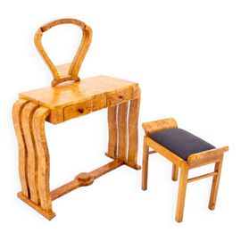 Coiffeuse Art Dco Avec Sige Pologne Annes 1940 Bois