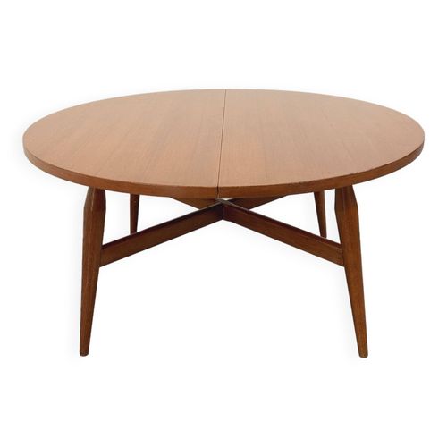 Grande Table Basse Ronde Scandinave Vintage Smorrebrod De Arne Vodder Extensible En Table  Manger Bois