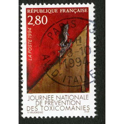 Timbre Oblitéré Journée Nationale De Prévention Des Toxicomanies, République Française, La Poste 1994, Velickovic, 2,80