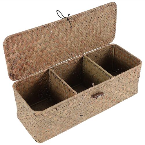 Panier de papier toilette- 3 Rotin Toilette Salle de bain Organisateur Panier Organisateur - Bijoux Cosmétique Rangement Ba
