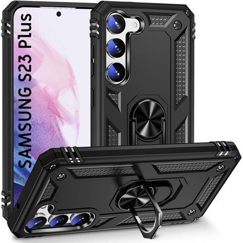 Coque pour Samsung Galaxy S23+ / S23 Plus avec Anneau Support au Dos - Noir - E.F.Connection