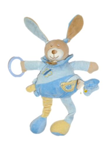 Doudou Lapin Chien Bleu Beige Jaune Grelot Hochet Papillon Baby Nat' Babynat