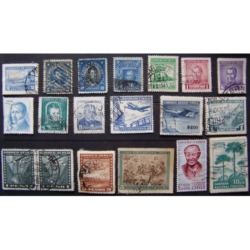 Chili Lot De 19 Timbres