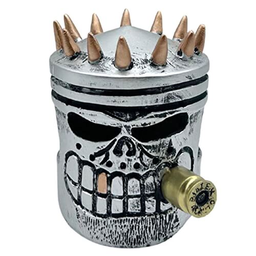 Carving Piston Skull Face Sculpture Resin Art Figurine Creatives Handmade Head Statue Artwork Home