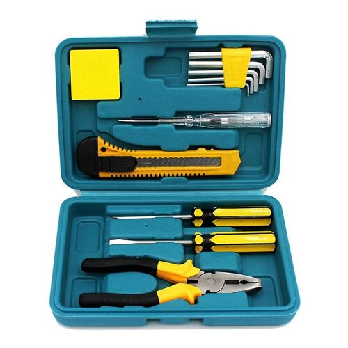 Kit De Réparation Universel 12 Pièces Avec Boîte À Outils En Plastique Avec Clé, Ruban À Mesurer Et Tournevis Pour Outils Matériels De Réparation Automobile