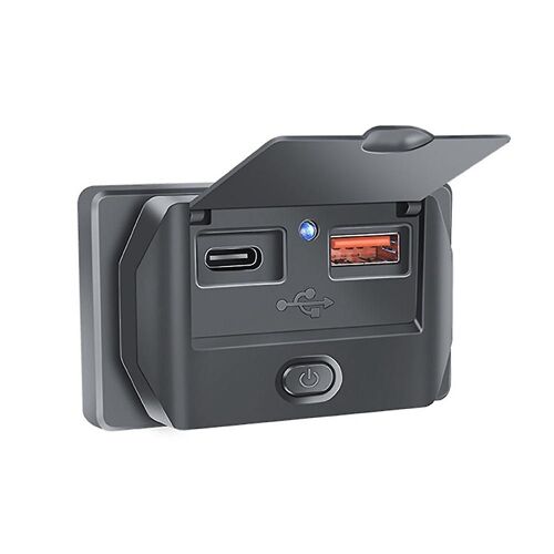 Quick Charge PD Type-C + USB Ports Car Bus Charger Socket Adapter USB Power with Switch for Marine