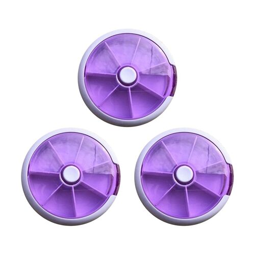 Pill Box, 7 Day Pill Dispenser, Round Pill Box, Mini 7 Day Circular Shape Rotary Style Pill Cases P 