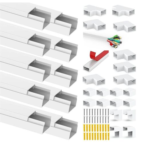 Goulotte de câbles auto-adhésive, Goulotte de câbles TV, Organisateur de câbles TV, 10 pièces x 0,4 m, Goulotte de câbles pour câble