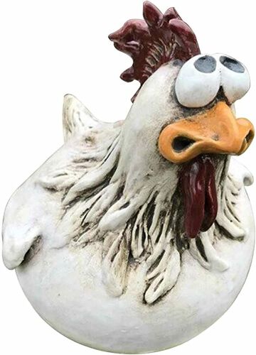 13x14cm Home Clôture Décorative Poulet Poule Statue Ornement Fun Résine Artisanat De Poulet Sculpture Décor De Décoration Ménage Des Cadeaux Statues De Jardin Coq Uniques Art Figurines Pour Clôture