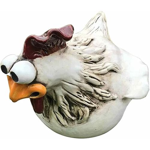 13x14cm Home Clôture Décorative Poulet Poule Statue Ornement Fun Résine Artisanat De Poulet Sculpture Décor De Décoration Ménage Des Cadeaux Statues De Jardin Coq Uniques Art Figurines Pour Clôture
