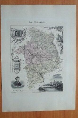 Carte Ancienne De 1869 D?Partement Du Cher