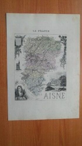 Carte Ancienne De 1869 Département De L' Aisne
