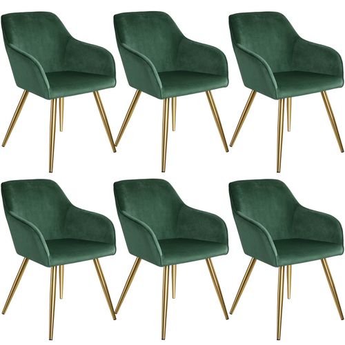 6 Chaises Marilyn Effet Velours Style Scandinave - Vert Fonc?/Or