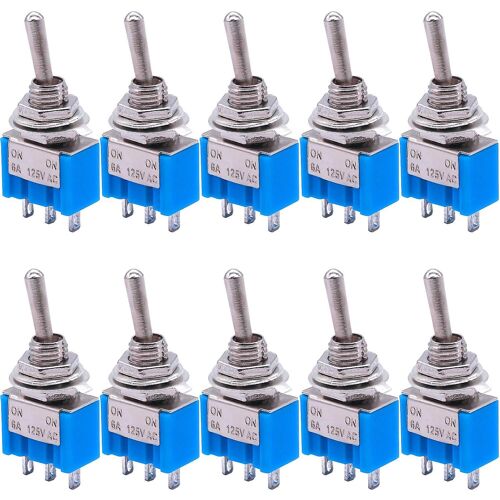 10Pcs SPDT Mini interrupteur à bascule 3 broches 2 positions ON/ON Interrupteur à bascule miniature 6A 125V AC bascule Swit