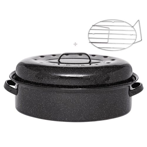 Graniteware - Cocotte Roaster En Acier Émaillé + Grille Inox | Grand Format