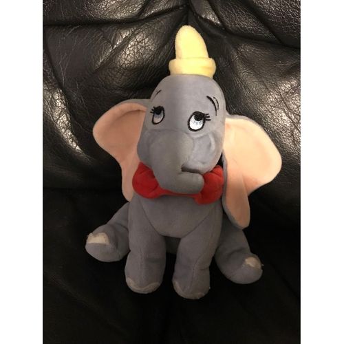 Doudou Peluche Dumbo Disney Nicotoys 20cm Gris Rose Et Chapeau Jaune