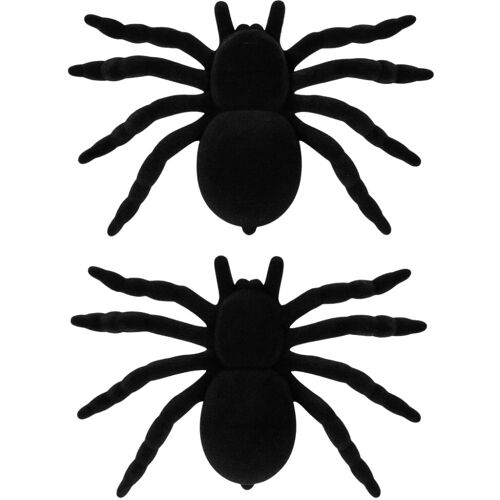 Lot de 2 Grandes Araignées Velours 10 cm – Décoration Halloween Réaliste