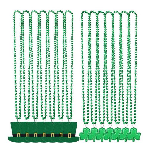 Collier De Trèfle À Perles Avec Chaîne De Chapeau Irlandais, Décoration De La Saint Patrick