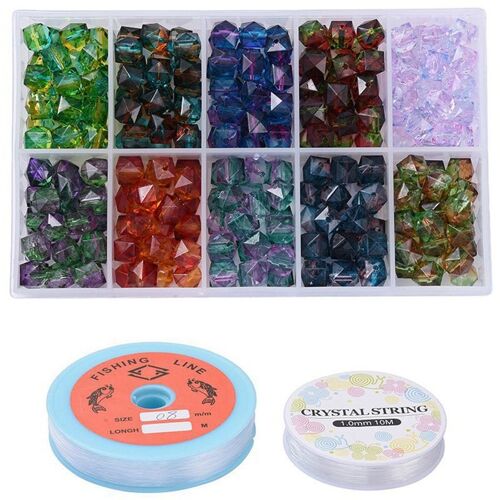 Perles Polygonales De Peinture En Aérosol De Couleur Acrylique 10mm, Costume De Bricolage Avec Ligne Élastique, Accessoires De Bijoux