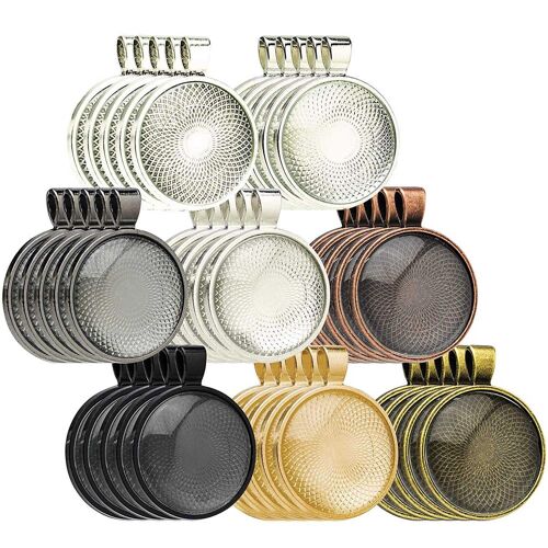 Plateaux À Pendentif De 40 Pièces, 8 Couleurs Différentes Avec Un Cadre Rond. Comprend 40 Dôme De Cabochon En Verre De 25mm 1 Pouce De Diamètre