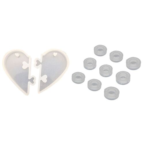 Serrure D'amour Pour Amoureux, 1 Pièce, Moule Liquide À Pendentif Et 9 Pièces, Moule À Anneau En Silicone