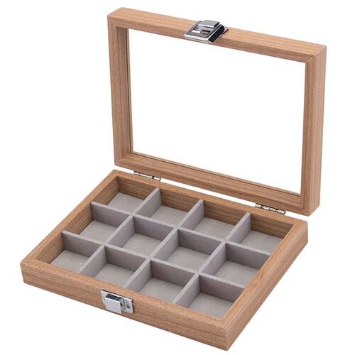 Boîte De Rangement De Bijoux À 12 Grilles, Boîte De Rangement De Bagues, Colliers, Présentoir De Bijoux, Boîte De Rangement