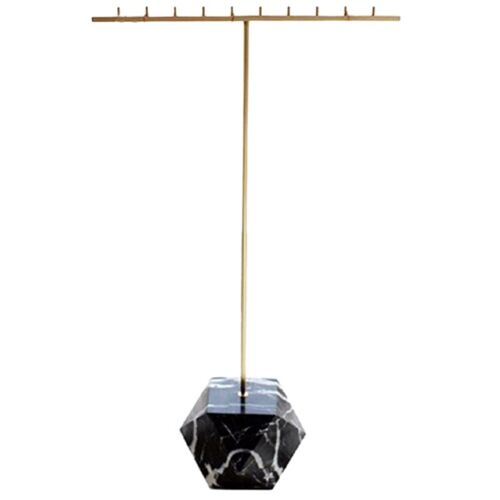 Présentoir De Collier En Métal, Support De Bijoux Polygonal En Marbre Naturel Et Or