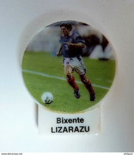 Fève Brillante Plate Thème Foot = Bixente Lizarazu , Au Verso : Équipe De France F F F , De La Série Les Rois Du Mondial De 1998
