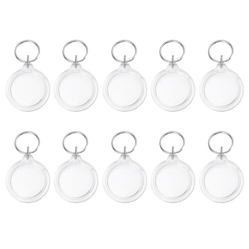 Porte Clés Acrylique Blanc Transparent, 100 Pièces, Insérer Cadre Photo, Porte Clés Circulaire, Anneau Fendu, Bricolage