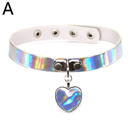 Collier En Cuir Punk Gothique Pour Femmes, Chaîne En Coeur À Paillettes, Laser, Boucle, Mode, Fête, Bijoux, Accessoires De Cou