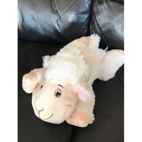 Peluche Mouton Sanodiane Bouillotte Blanc Beige Poche Ventre 32 Cm