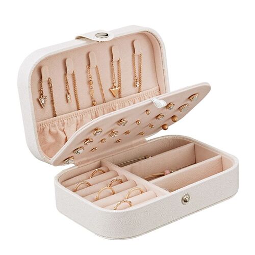 Boîte à bijoux à Double couche avec boucle, rangement de colliers, boîte de voyage de beauté