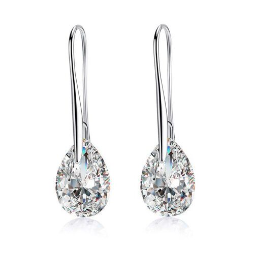 Boucles D'oreilles En Zircon Noir/Blanc Pour Femmes, Design À La Mode, Goutte D'eau, Longues, Cadeau, Bijoux De Mariage