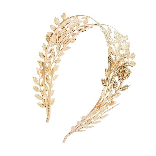 Bandeau De Cheveux En Alliage Pour Femmes, Double Couche, Design De Feuille, Bijoux De Mariée, Accessoires De Cheveux, Mode Rétro
