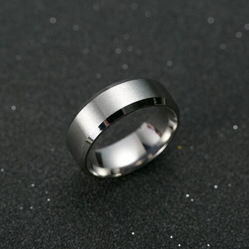 Bague Double Biseau En Acier Titane Pour Hommes, Anneau En Tungstène Résistant Aux Rayures, Vente En Gros, Cadeau Pour Garçon, 8mm