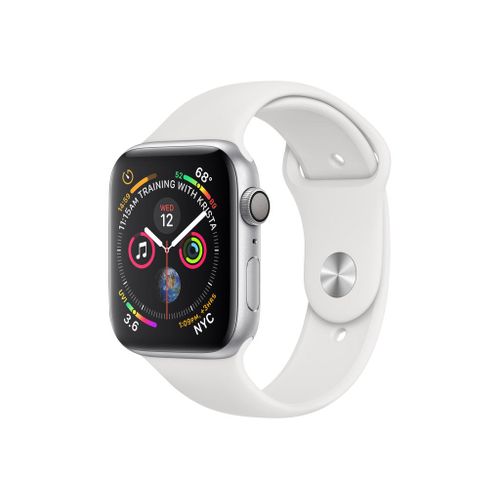 Apple Watch Series 4 (GPS) - Boîtier 44 mm Aluminium Argenté avec Bracelet Sport Blanc