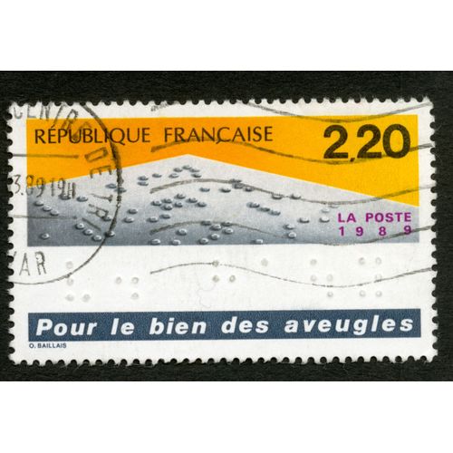 Timbre Oblitéré Pour Le Bien Des Aveugles, République Française, La Poste 1989, Baillais, 2,20