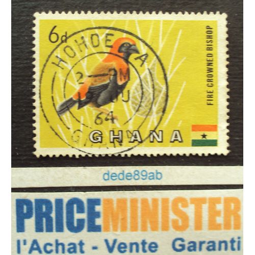 Ghana..Oiseau : Fire Crowned Bishop.(Valeur 6d Non Surchargée) Oblitéré.