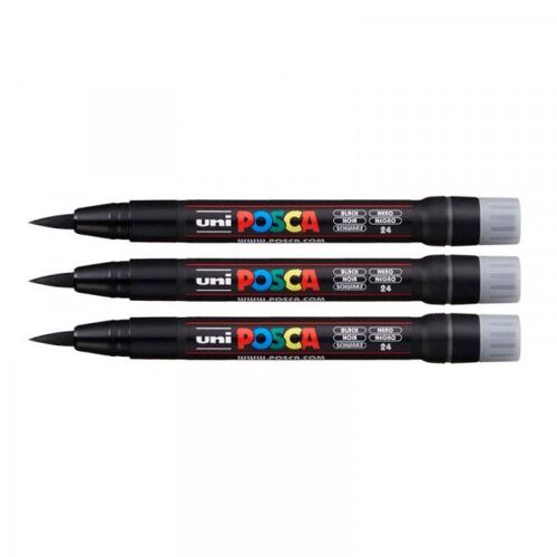 Lot De 3 Marqueurs Posca Pcf-350 Noir | Pointe Pinceau