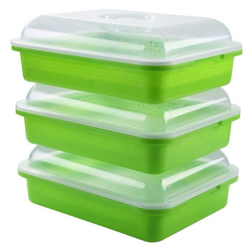 Plateau De Germination De Graines, 3 Paquets, Sans Sol, Grande Capacité, Pour Culture D'Herbe De Blé Saine, Kit Avec Couvercle 9109-May14A22608