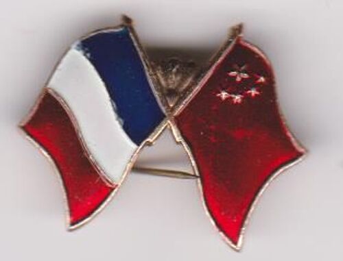 Badge Épingle Duo Drapeaux France - Chine Signé