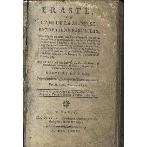Eraste Ou L Ami De La Jeunesse Entretiens Familiers