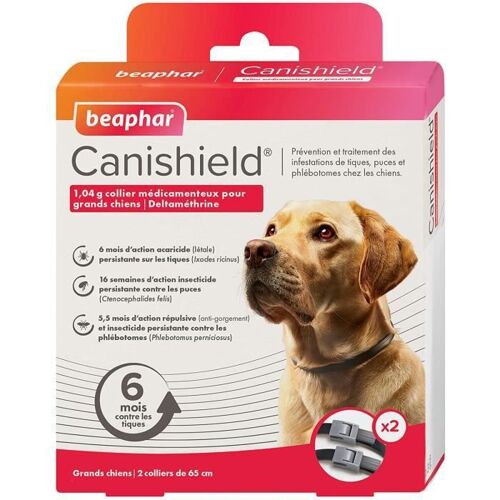 Collier Anti Fugue Beaphar - Canishield 1,04 G ? Lot De 2 Colliers Antiparasitaires Pour Grands Chiens ? Substance Active : Delta25