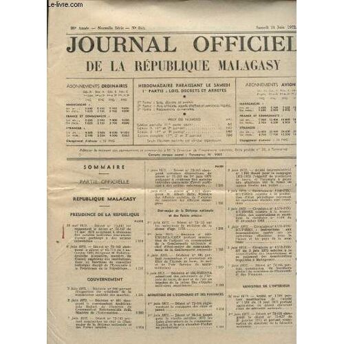 Journal Officiel De La Republique Malagasy N°840 : Presidence De La Republique - Gouvernement - Etat Major De La Defense Nationale Et Des Forces Armees - Ministere De L Economie Et Des ...